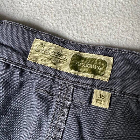 Cabelas Shorts Mens 36 Gray Cargo Canvas Elastic Waist Hiking Workwear Outdoor - Picture 4 of 5